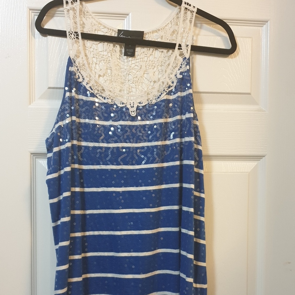 Blue/white striped tank top